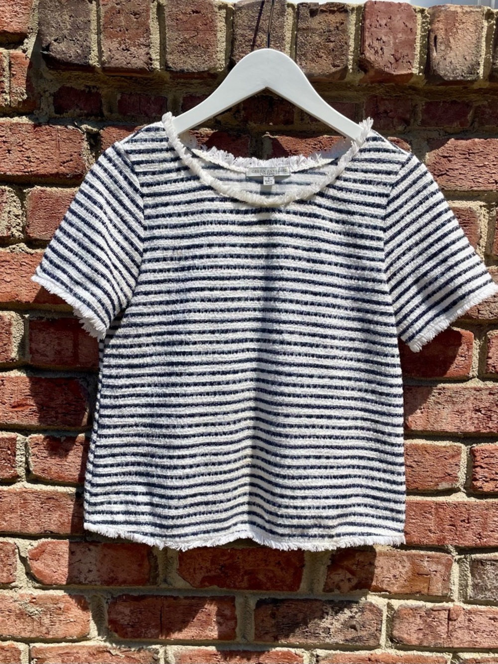 Nautical Fringe Navy & White Striped Short-Sleeve Top